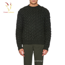 Mens Merino Wool Chunky Cable Knit Winter Pullover Sweater